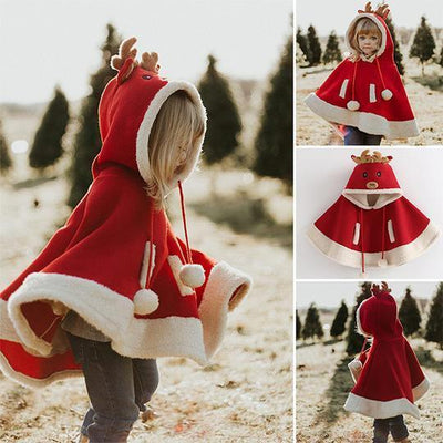 Cartoon Reindeer Pompon Embellished Cloak